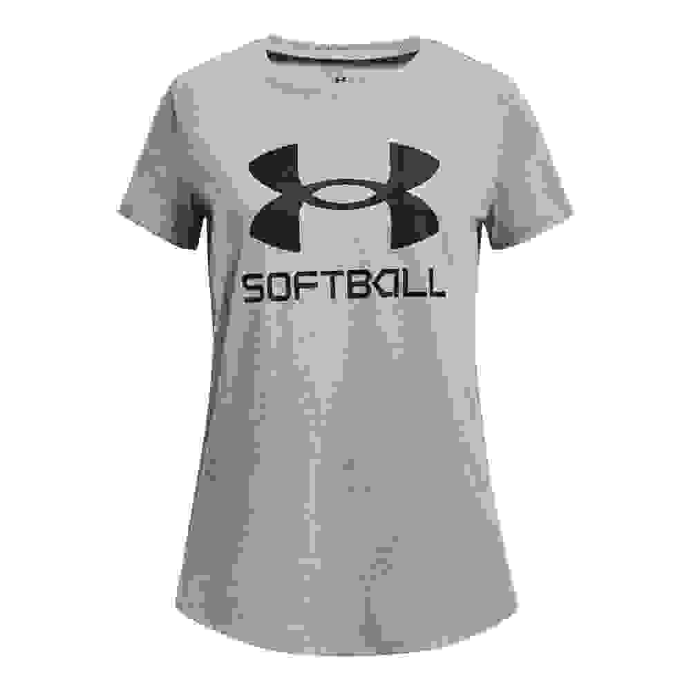 Under Armour Softball Logo Big Girls' Grey Short Sleeve